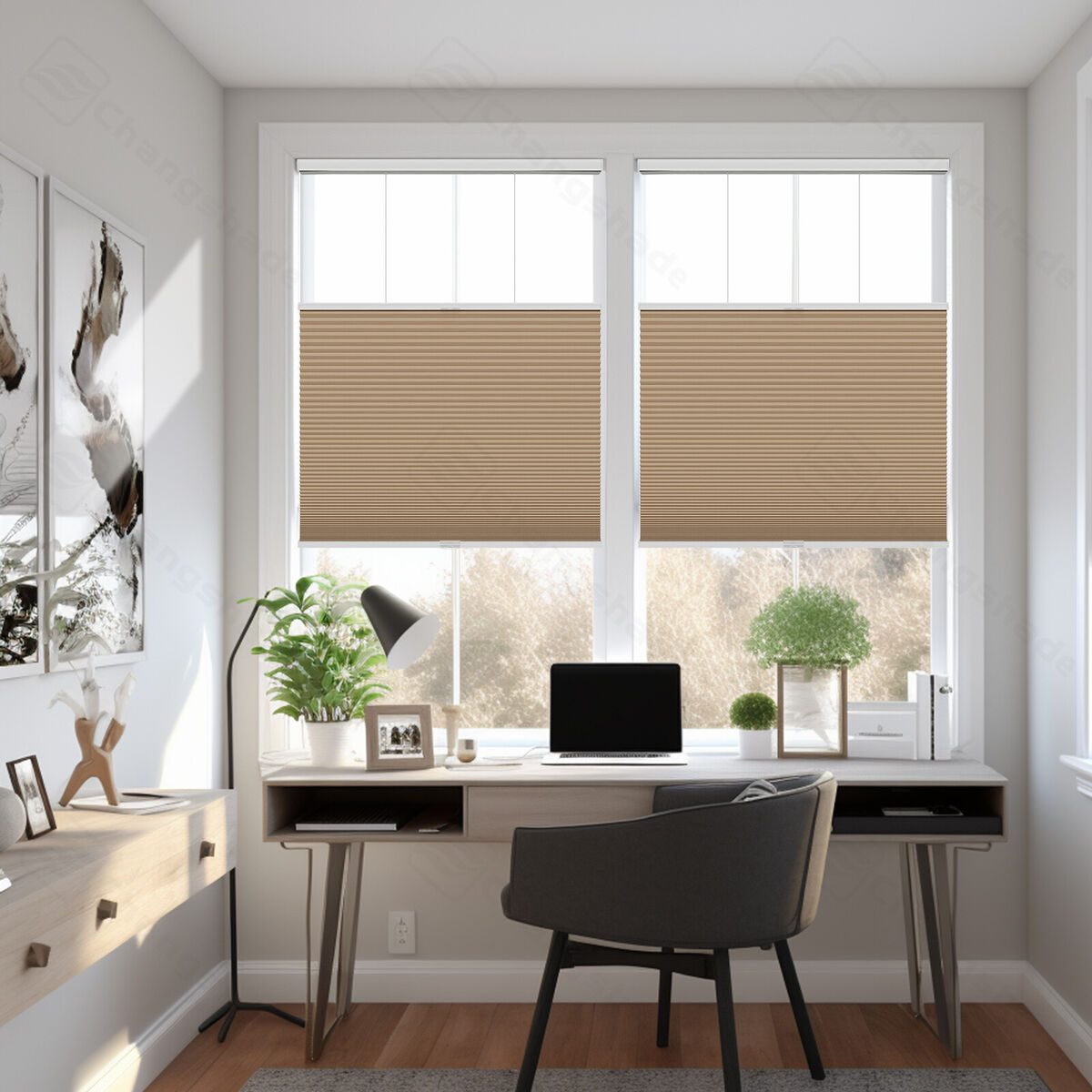 Living Room with Honeycomb Shades